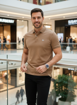 Polo Luxo Piquet com elastano Marrom.