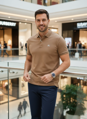 Polo Luxo Piquet com elastano Marrom.