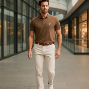 Camisa Polo Chinesa Gold Marron